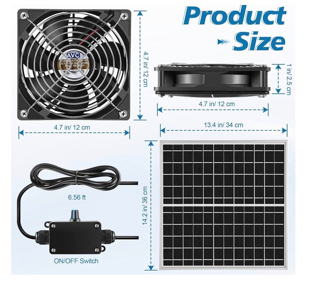 SOLAR POWER PANEL 14X14 3 FAN