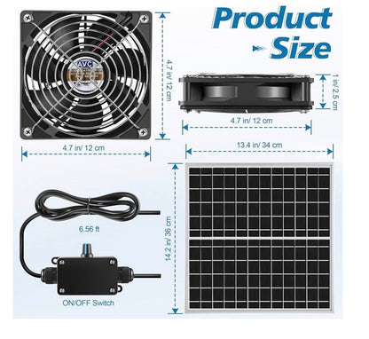SOLAR POWER PANEL 14X14 3 FAN