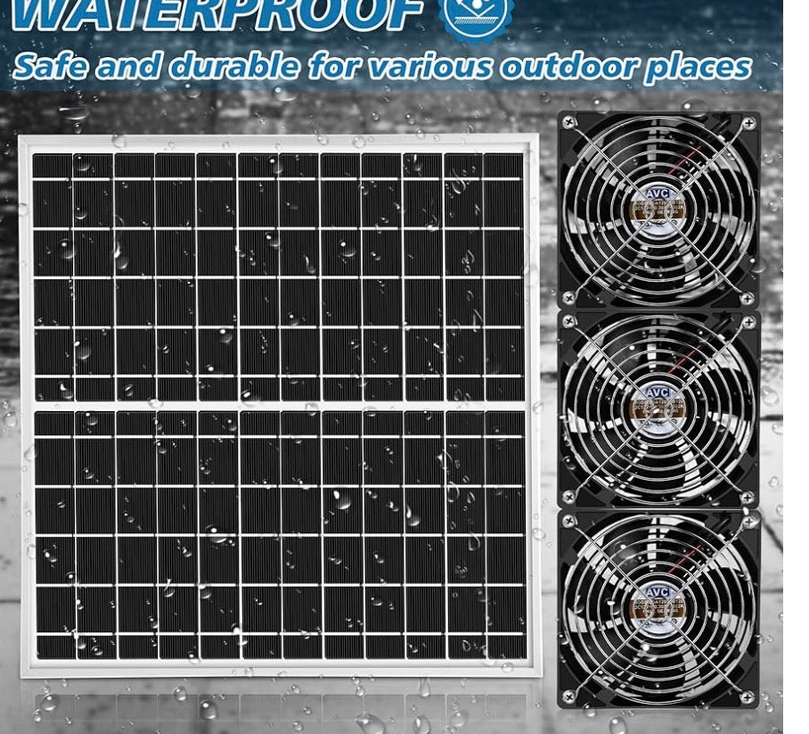 SOLAR POWER PANEL 14X14 3 FAN