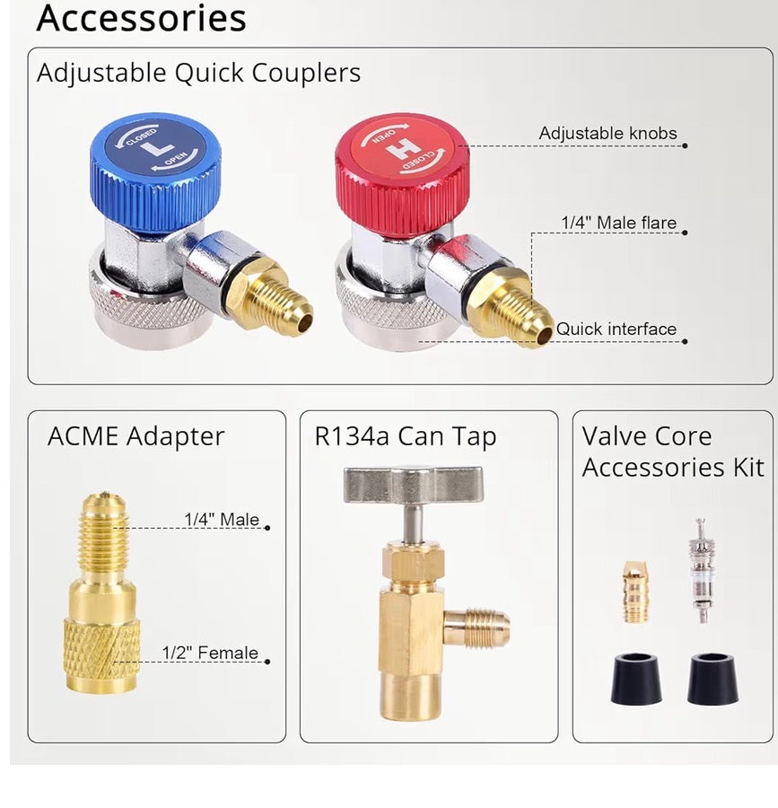 COMPLETE AC REFRIGERANT CHARGE KIT /RECHARGE R134a  R404a
