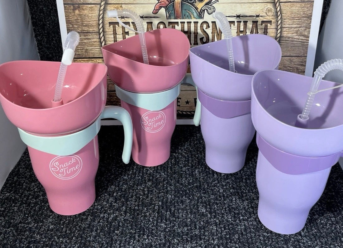 Snack and Drink Tumbler Cup, 2 in 1 Combo Drink Bowl Cup