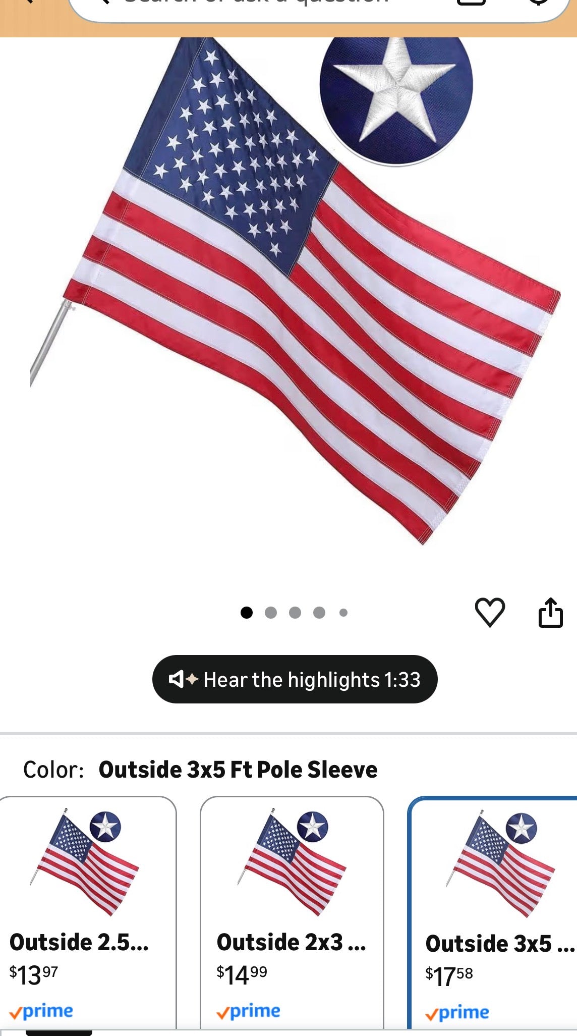 SUPERIOR QUALITY US FLAG OUTDOOR 3x5 SLEEVED-