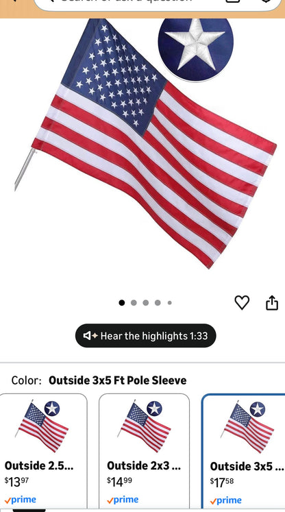 SUPERIOR QUALITY US FLAG OUTDOOR 3x5 SLEEVED-