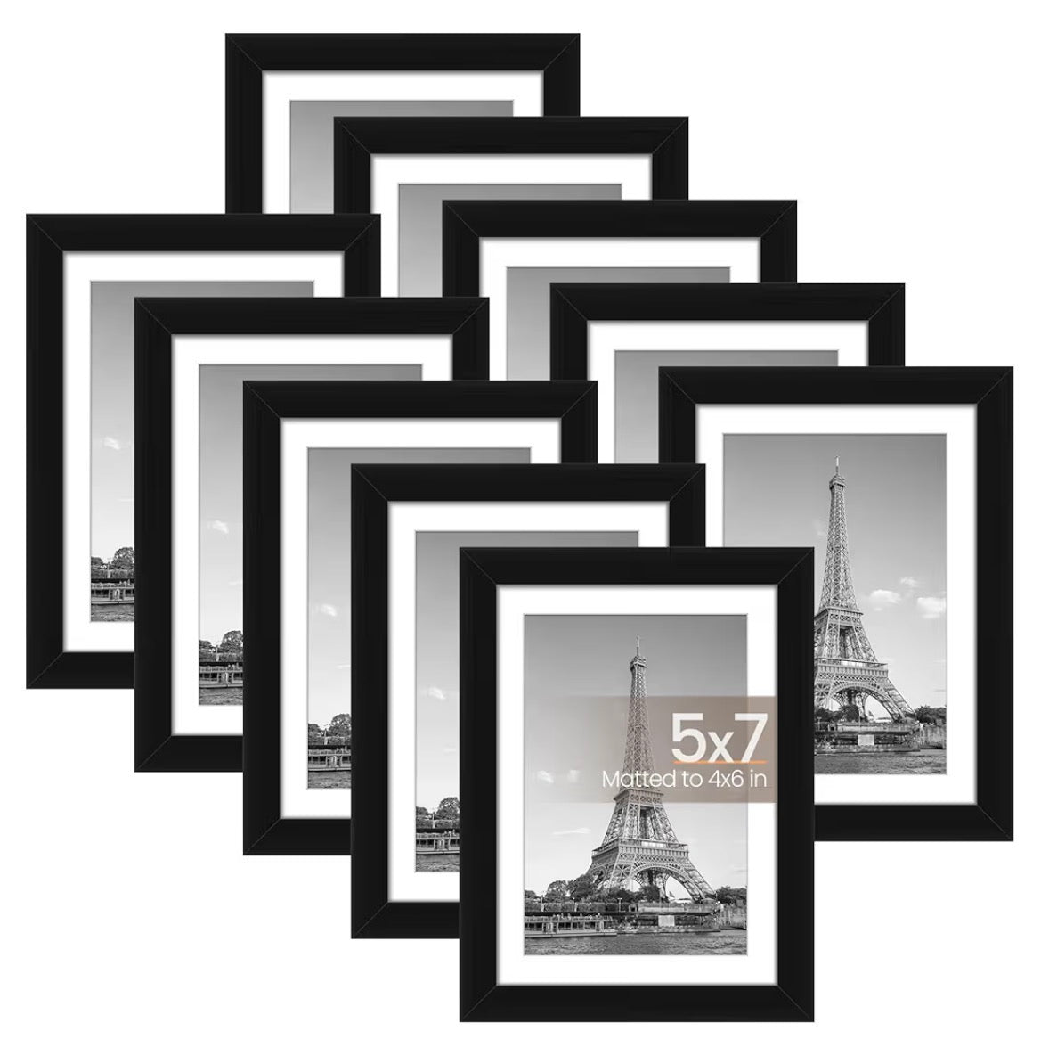 5X7 PICTURE FRAME SET OF 5 BLACK