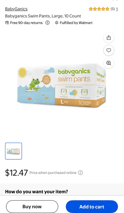 BABYGANICS SWIM PANTS 10 CT