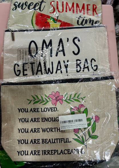 2 SIDED PRINTED  ZIPPER MAKEUP BAGS