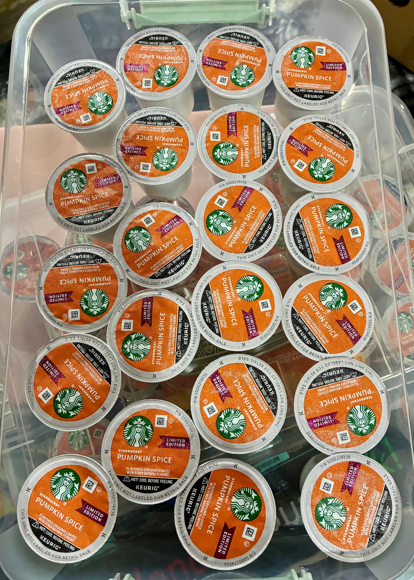 STARBUCKS PUMPKIN SPICE CONTAINER OF 22 K-CUPS PODS