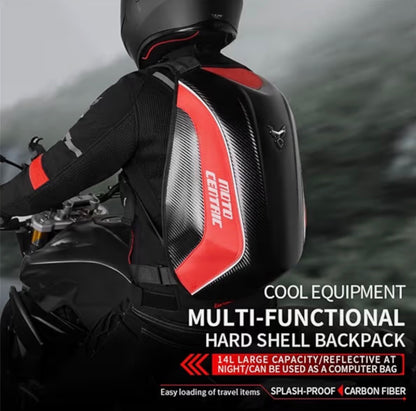 Motorcycle Backpack Waterproof  Carbon Fiber Rider  Hard Shell Reflective