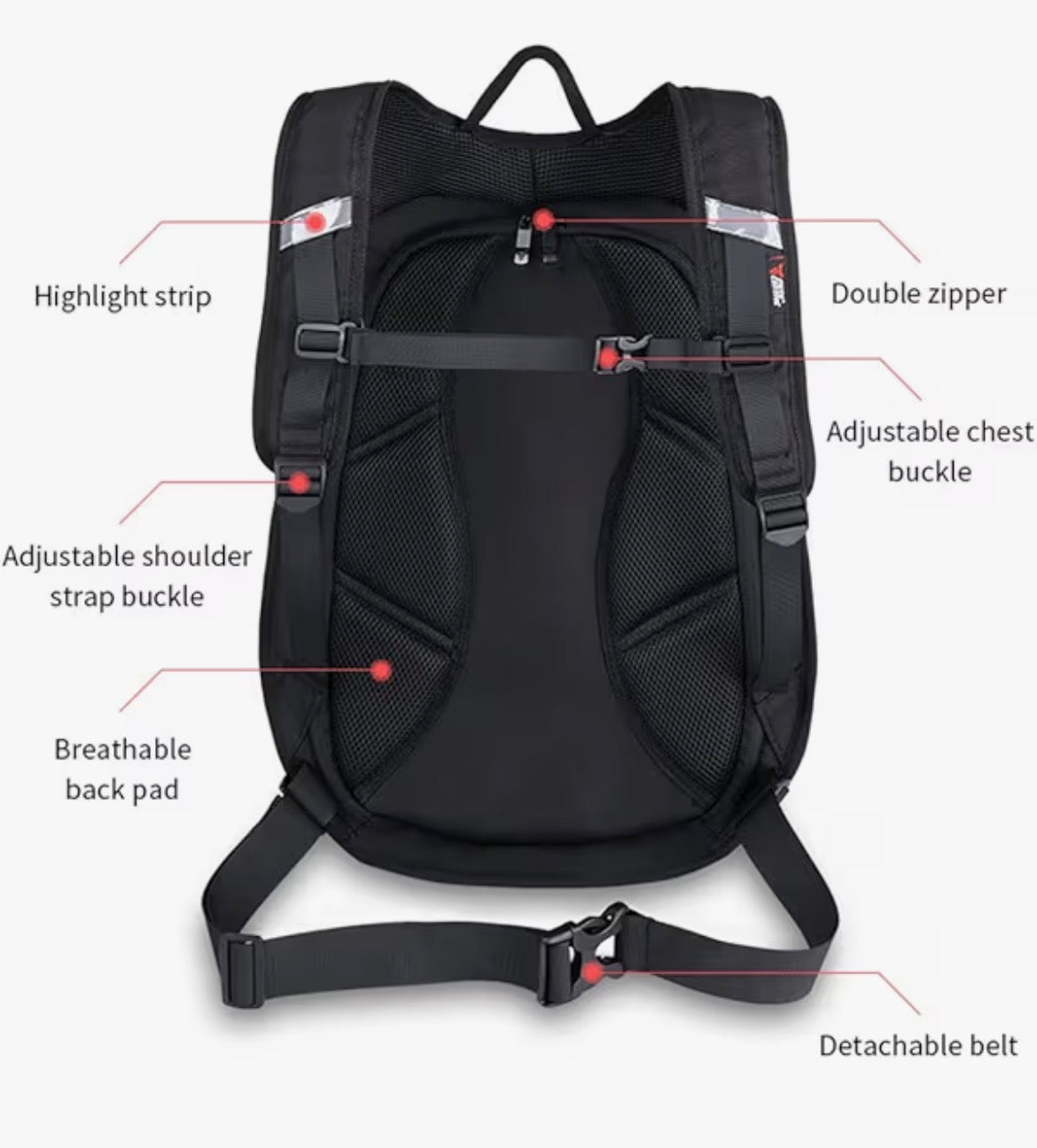 Motorcycle Backpack Waterproof  Carbon Fiber Rider  Hard Shell Reflective