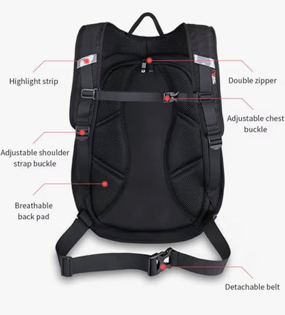 Motorcycle Backpack Waterproof  Carbon Fiber Rider  Hard Shell Reflective