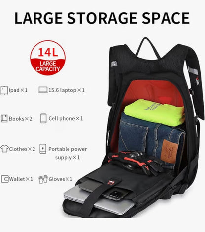 Motorcycle Backpack Waterproof  Carbon Fiber Rider  Hard Shell Reflective