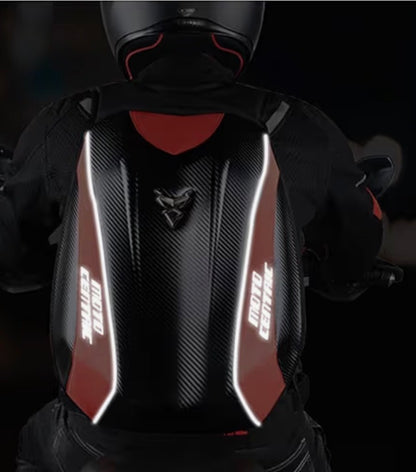Motorcycle Backpack Waterproof  Carbon Fiber Rider  Hard Shell Reflective