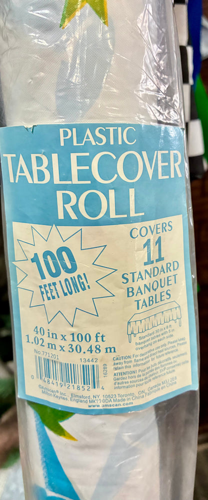 Vinyl Graduation Party Starry Mortarboards/ Diplomas Table Roll, 40"× 100',