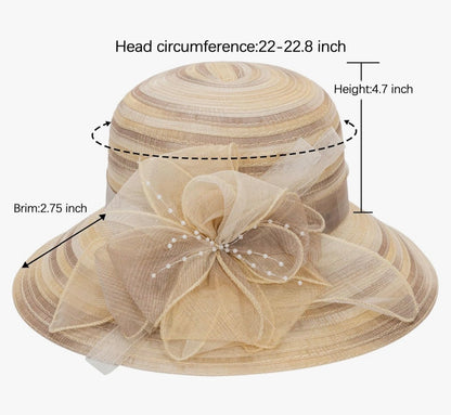 Women Kentucky Hat Derby Church Hat, Outdoor Cloche Sun Hat Bucket Hat