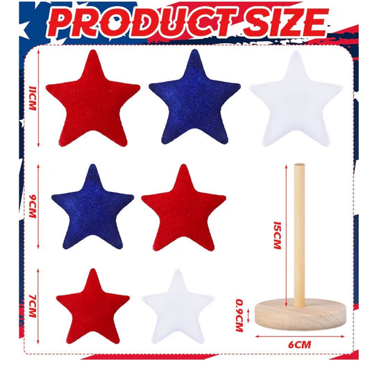7 Pcs 4th of July Patriotic Star Decoration Memorial Day Velvet Star