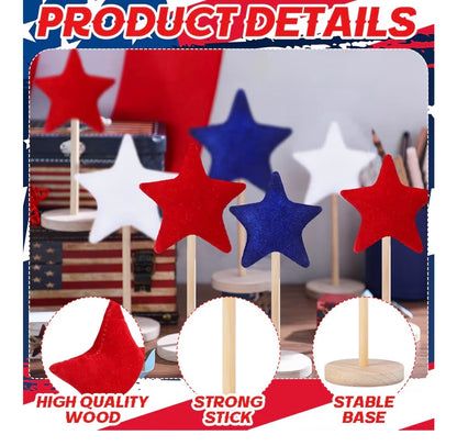 7 Pcs 4th of July Patriotic Star Decoration Memorial Day Velvet Star