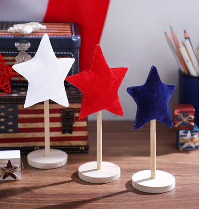 7 Pcs 4th of July Patriotic Star Decoration Memorial Day Velvet Star