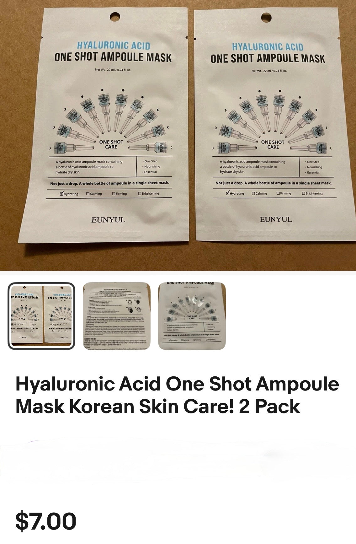 2 ONE SHOT AMPOULE MASK HYALURONIC ACID