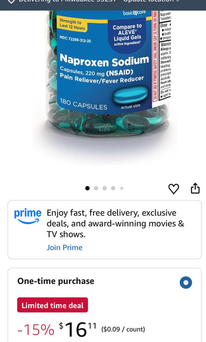 AMAZON  NAPROXEN SODIUM  (compare to  ALEVE) GEL CAPS