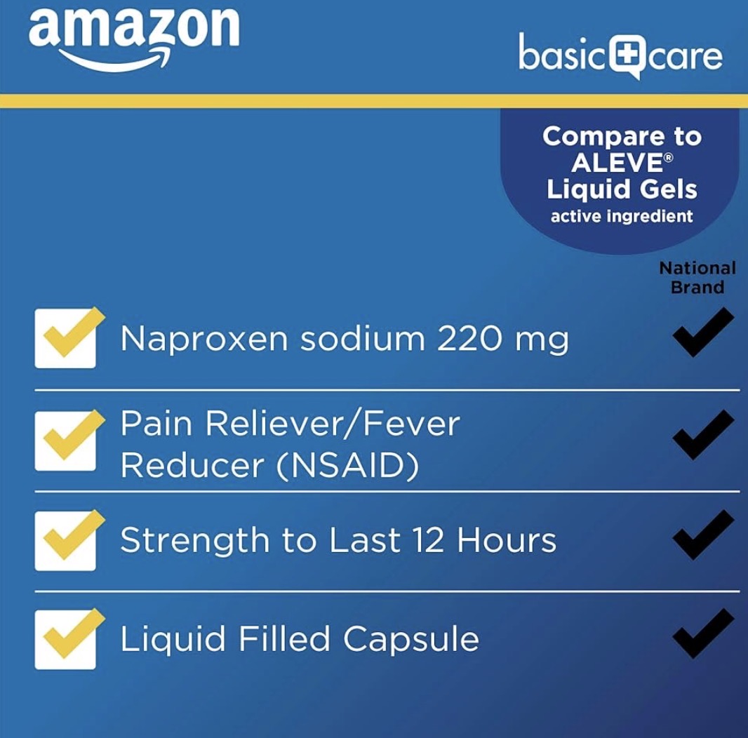 AMAZON  NAPROXEN SODIUM  (compare to  ALEVE) GEL CAPS