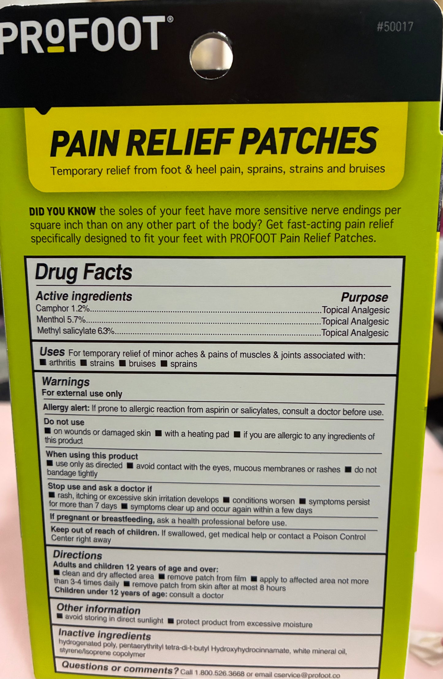 PROFOOT PAIN RELIEF PATCHES FOR FOOT AND HEEL or COOL @ HEAT GEL