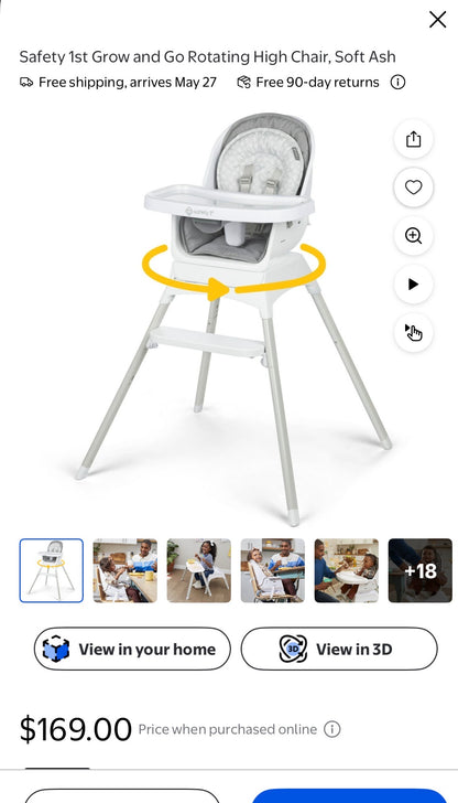 Safety 1st Grow and Go Rotating High Chair,