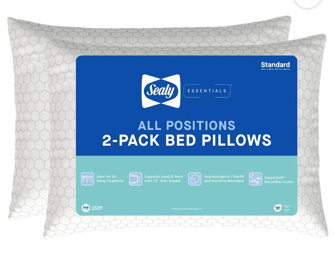 SEALY ESSENTIALS 2 PACK PILLOWS