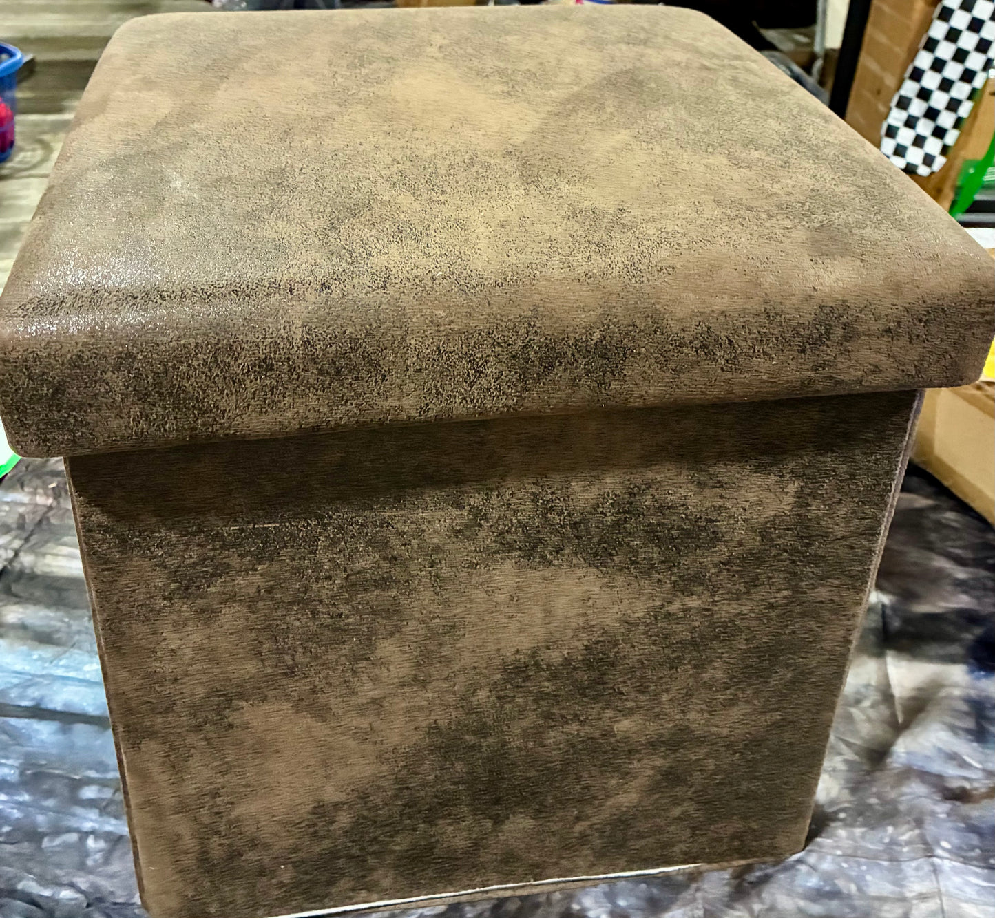 BROWN  STORAGE OTTOMAN