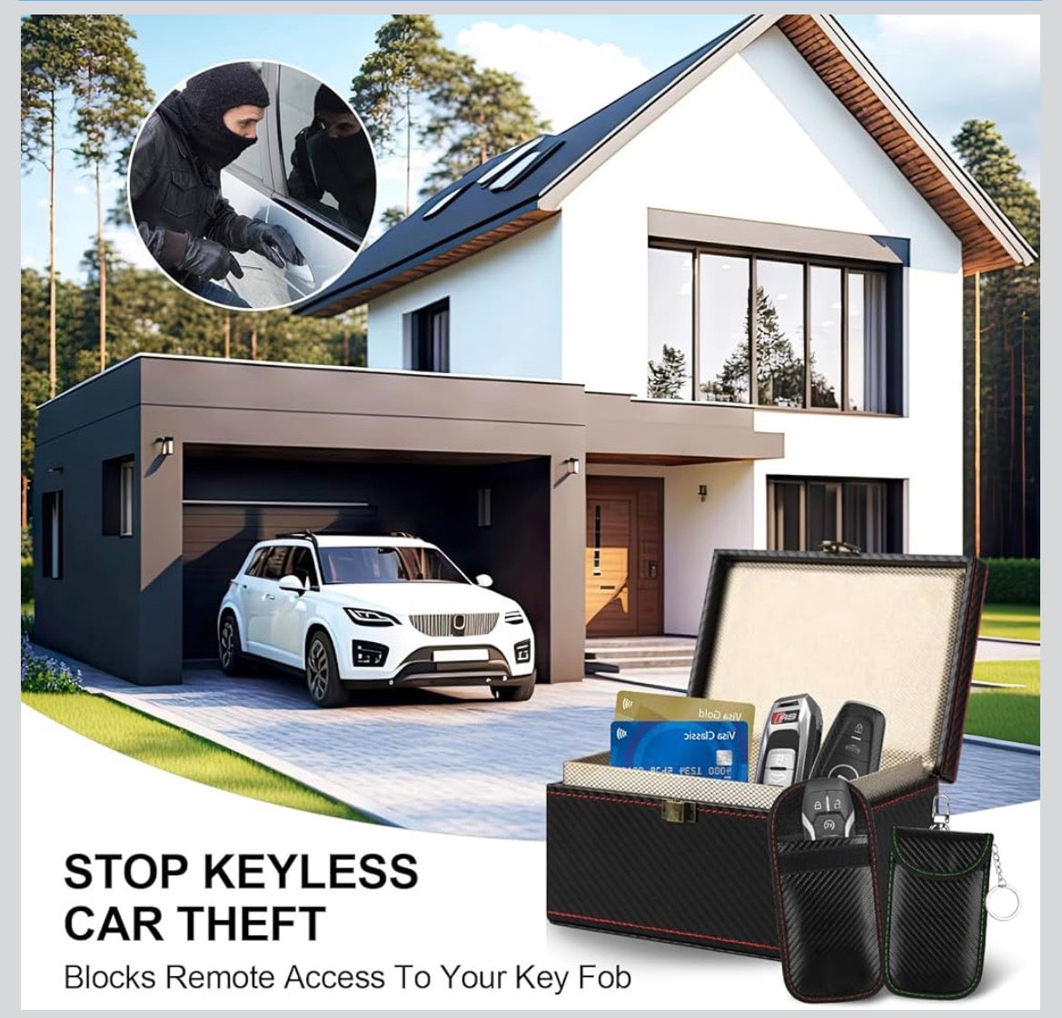 Faraday Box for Car Keys, RFID Signal Blocking Anti-Theft Shield, Key Fob Protector