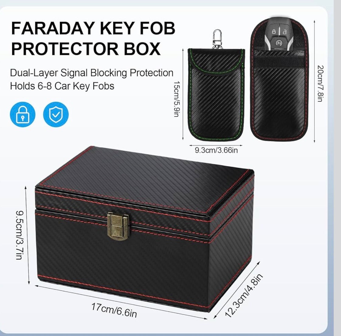 Faraday Box for Car Keys, RFID Signal Blocking Anti-Theft Shield, Key Fob Protector