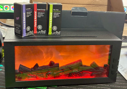 Flame Fireplace Essential Oil Diffuser + 3 essential oils
