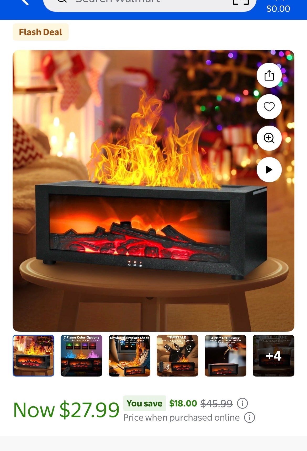Flame Fireplace Essential Oil Diffuser + 3 essential oils