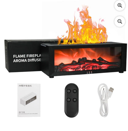 Flame Fireplace Essential Oil Diffuser + 3 essential oils