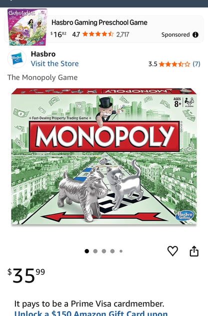 Monopoly Game, Family Board Game for 2 to 6 Players