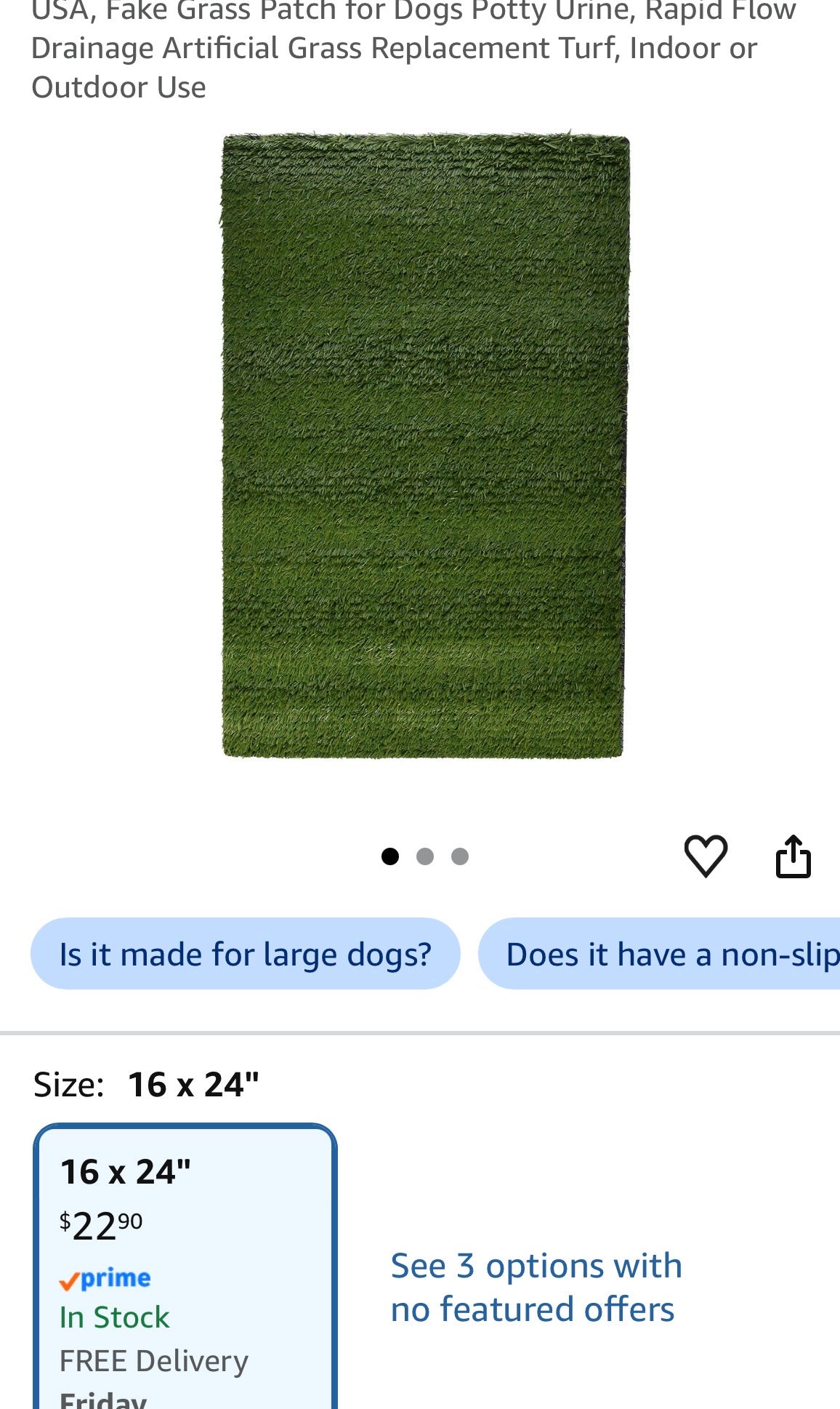 PoochPad Artificial Turf for Dogs (16" × 24
