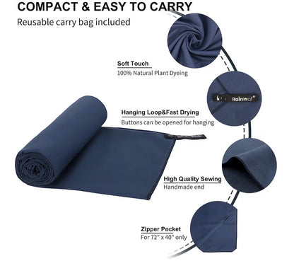 Rainleaf Microfiber Towel Perfect Travel & Gym & Camping Towel.