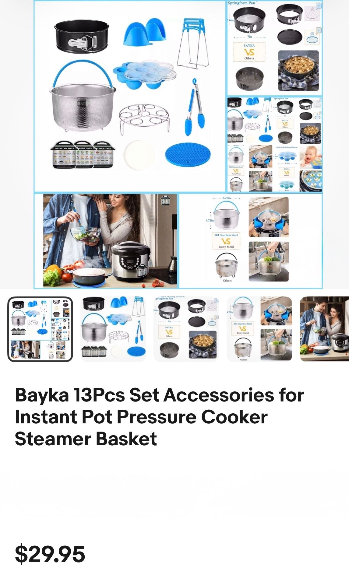 Accessories for Instant Pot Pressure Cooker Steamer Basket