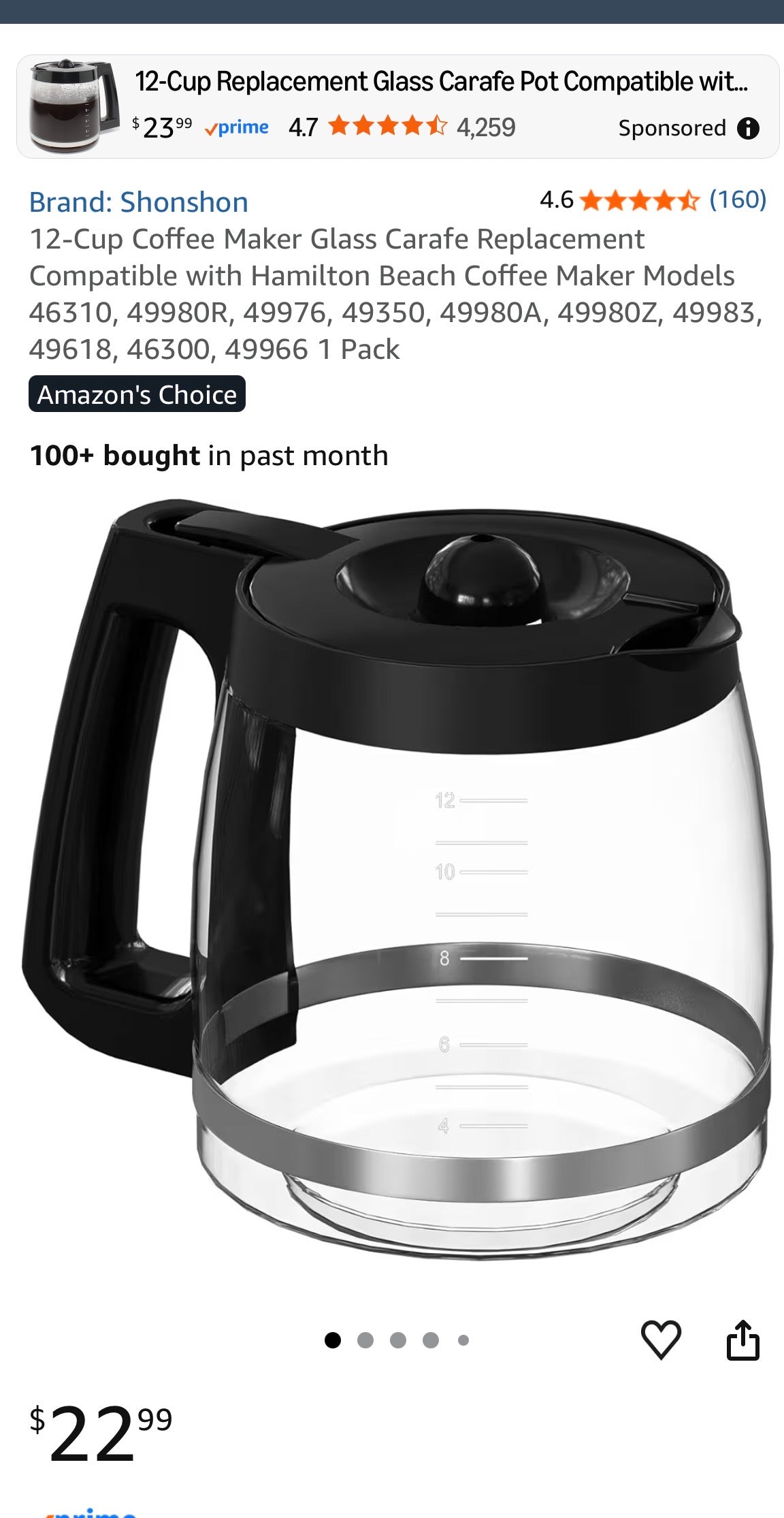 12-Cup Coffee Maker Glass Carafe Replacement