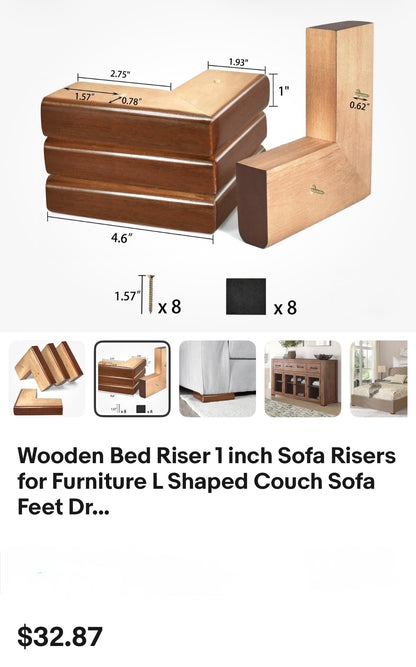 Wooden Bed Riser 1 inch Sofa Risers for Furniture