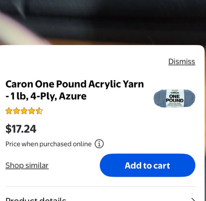 Caron One Pound Acrylic Yarn - 1 lb, 4-Ply, Azure