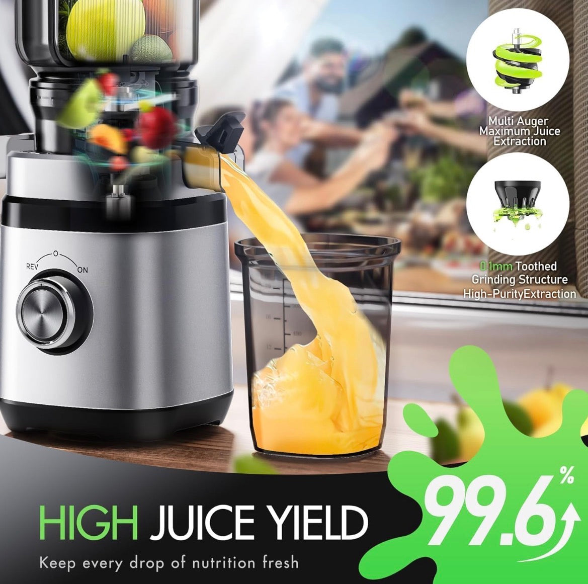 Cold Press Juicer with Wide Feed Chute
