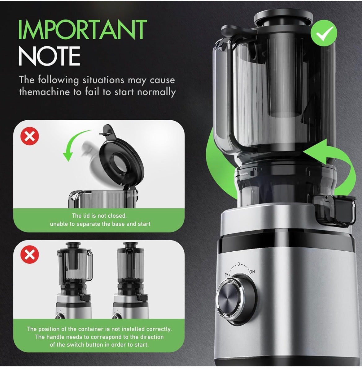 Cold Press Juicer with Wide Feed Chute