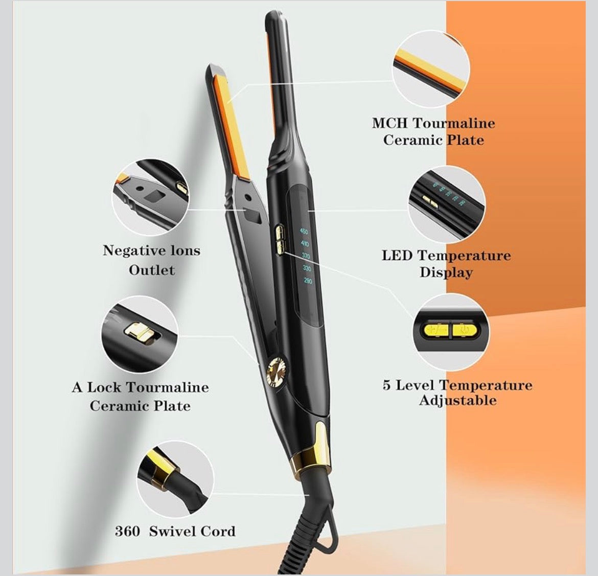 Pencil Flat Iron 3/10" Small Flat Irons for Short Hair,Pixie Cut & Bangs