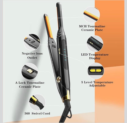 Pencil Flat Iron 3/10" Small Flat Irons for Short Hair,Pixie Cut & Bangs