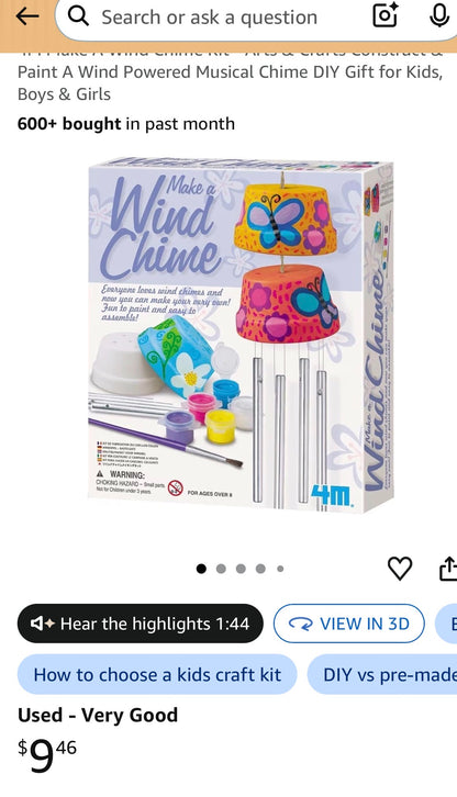 4M Make A Wind Chime Kit - Construct & Paint A Wind Powered Musical Chime DIY
