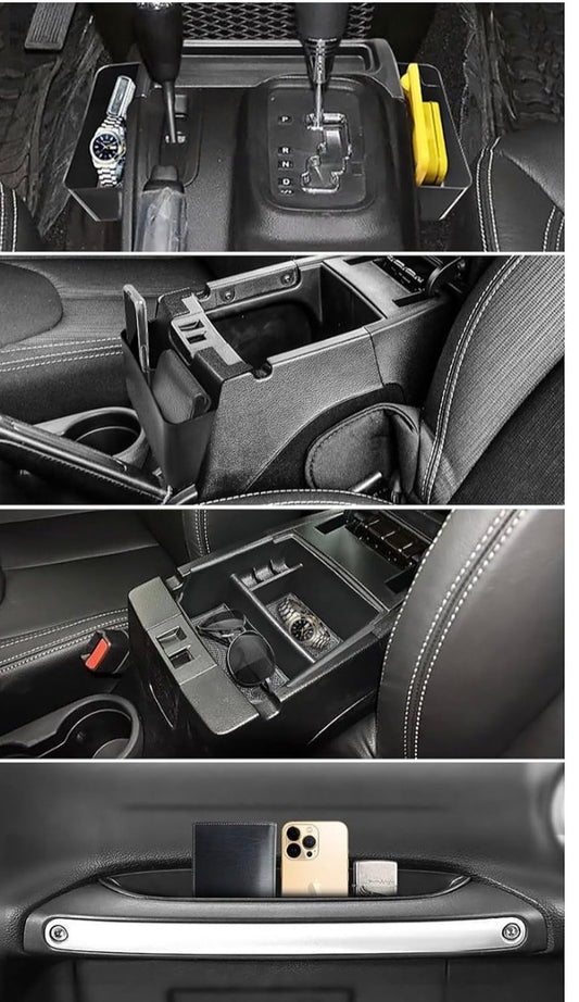4PCS Center Console Organizers Accessories Compatible for Jeep