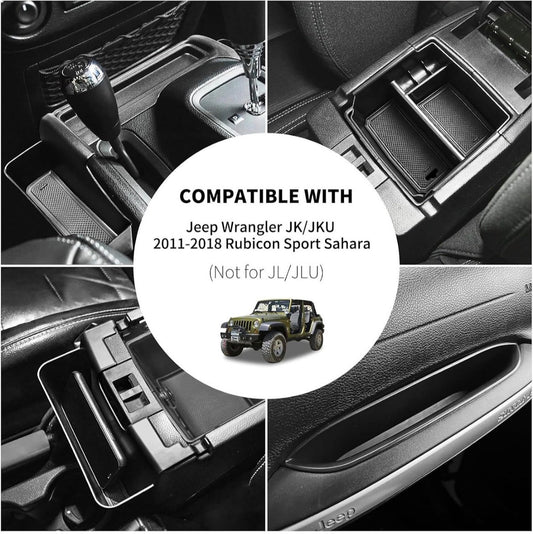 4PCS Center Console Organizers Accessories Compatible for Jeep