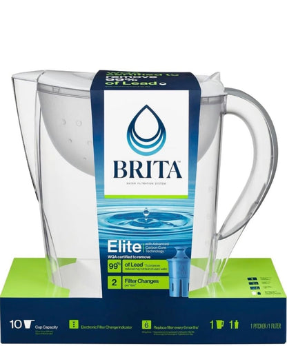 Brita Large 10 Cup Pacifica White Water Filter Pitcher withFilter