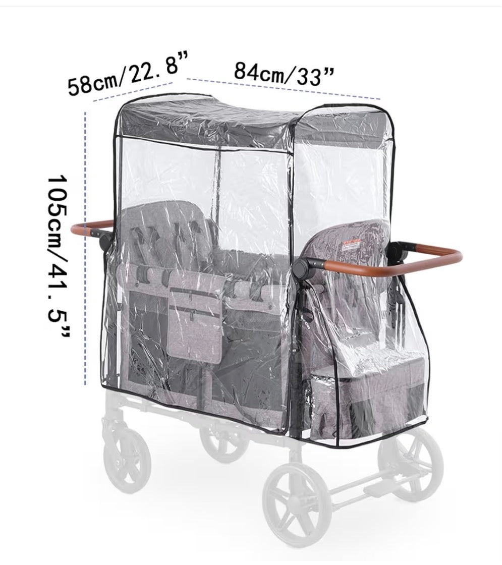 Rain Cover (stroller, wagon) Compatible with WONDERFOLD W4, Waterproof, Windproof,