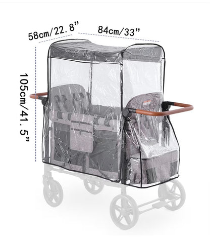 Rain Cover (stroller, wagon) Compatible with WONDERFOLD W4, Waterproof, Windproof,